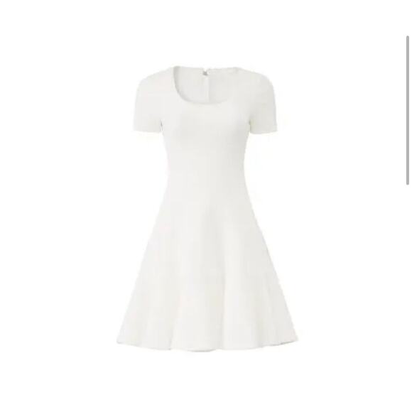 Rebecca Taylor White Knit Piqué A-Line Flutter Hem Dress  Sizes 6,8,14 NWT - Picture 5 of 11